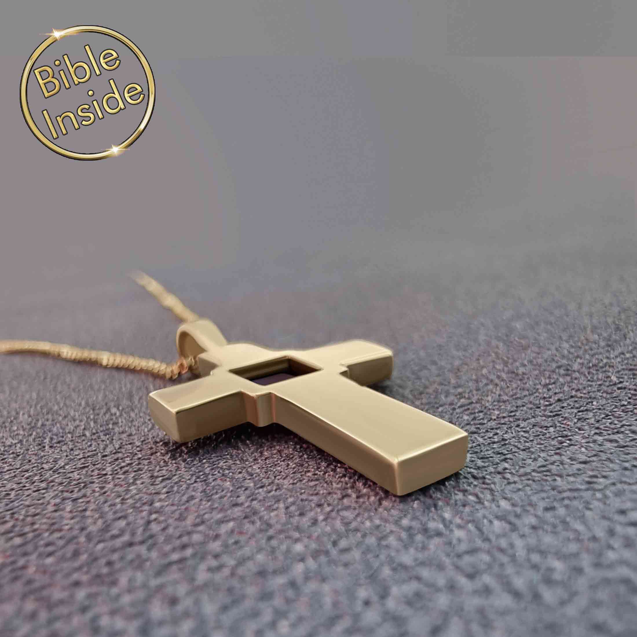 solid gold cross pendant with nano bible - Artizan Nano Jewelry