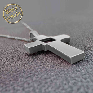 white gold cross necklace with nano bible - Artizan Nano Jewelry