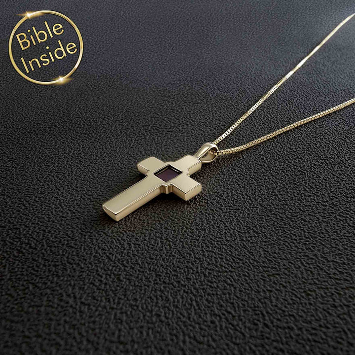 14k cross necklace with nano bible - Nano Jewelry
