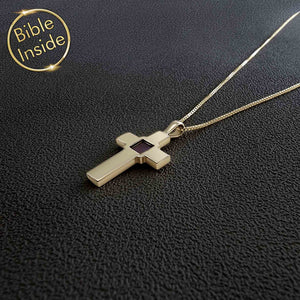 14k cross necklace with nano bible - Artizan Nano Jewelry