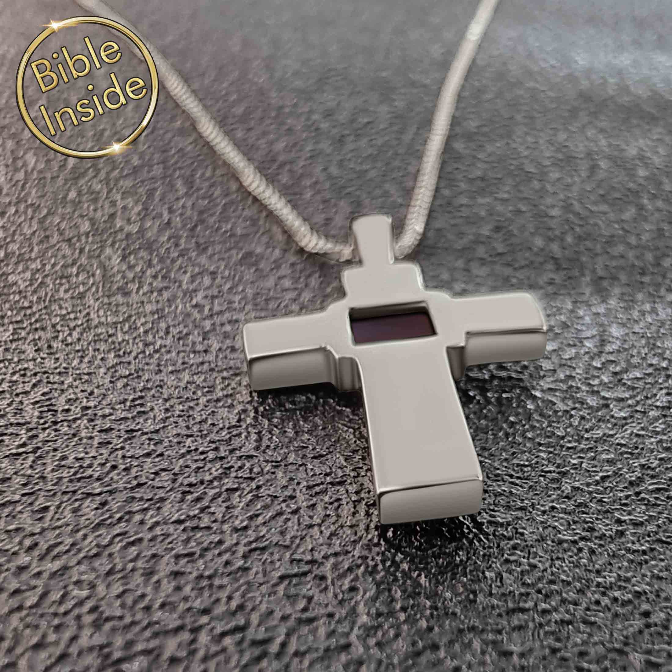 real silver cross necklace with nano bible - Artizan Nano Jewelry