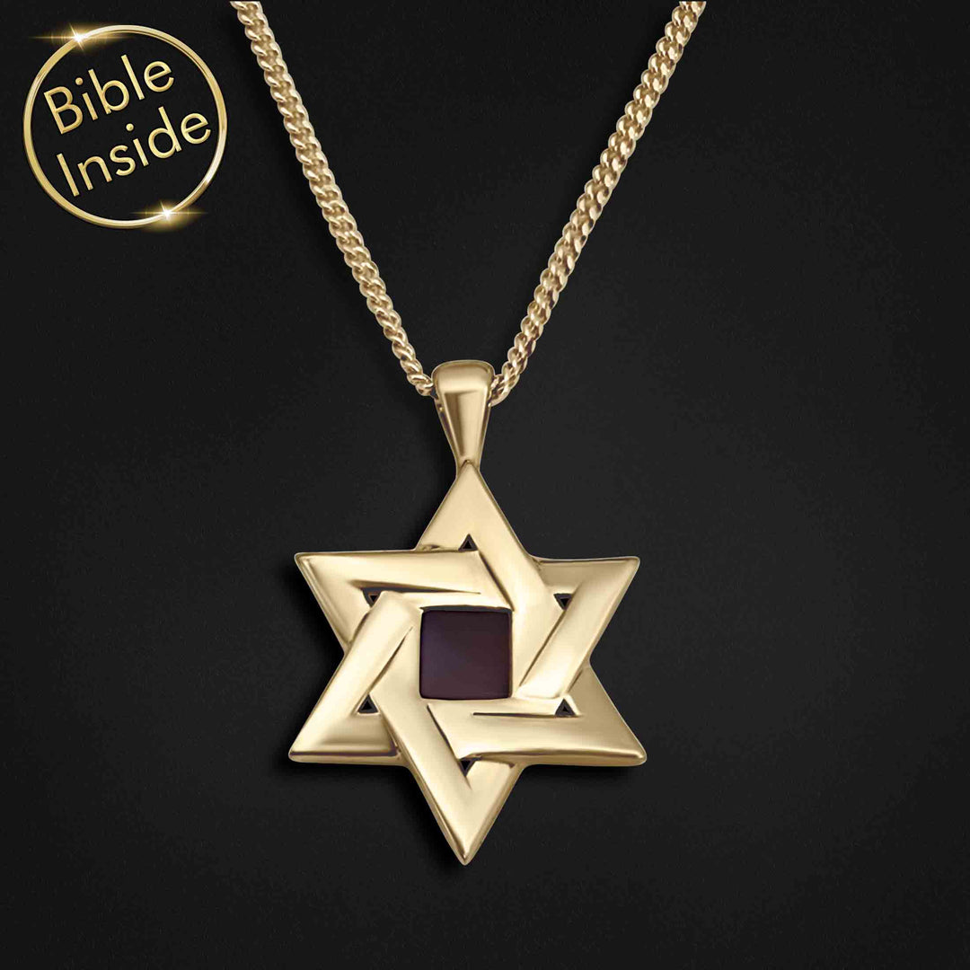 Real Gold Star Of David Necklace With The Nano Bible - Nano Jewelry