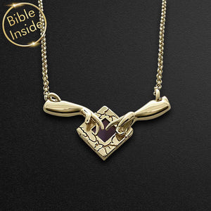 Gold Bible Necklace - The Creation of Adam with nano Bible - Artizan Nano Jewelry