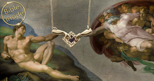 Bible Necklaces - The Creation of Adam with nano Bible - Artizan Nano Jewelry